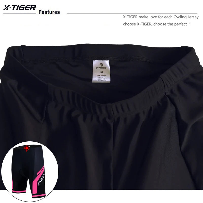 X-TIGER Women Cycling Shorts 3D Gel Padded Shockproof MTB Mountian Bicycle Shorts Road Racing Bike Shorts Summer Outfit Clothes