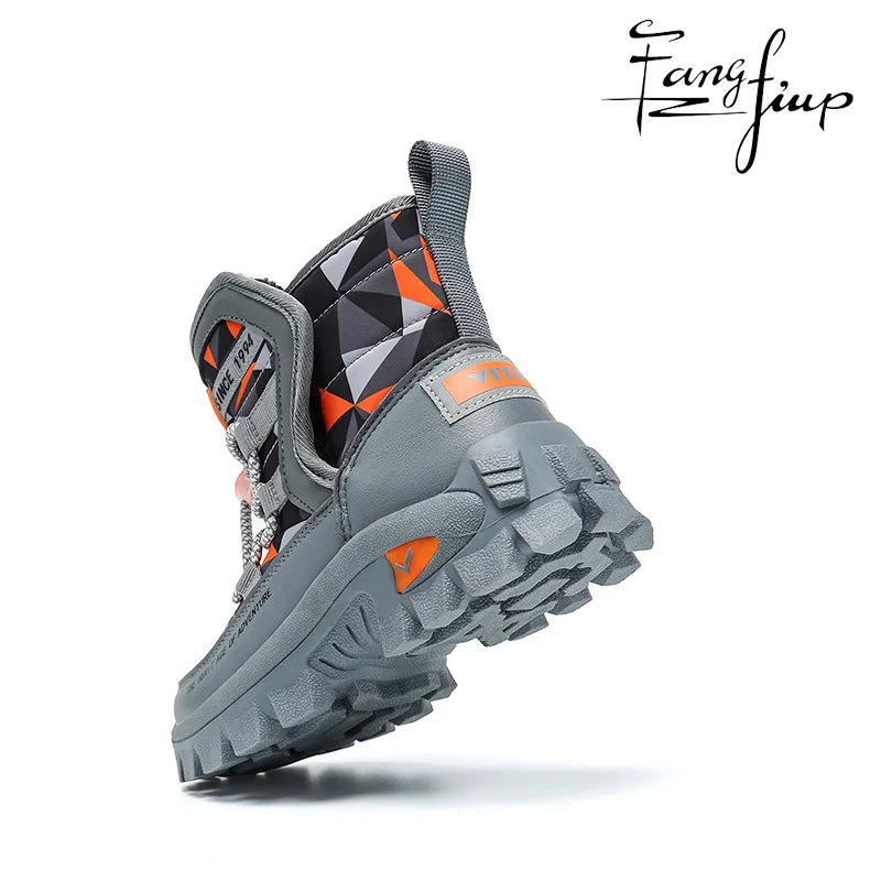 JMFCHI Kids Snow Boots Boys Hiking boots for Kids Waterproof Winter Snow Boots for Girls Warm Fur Lined Slip Resistant Outdoor