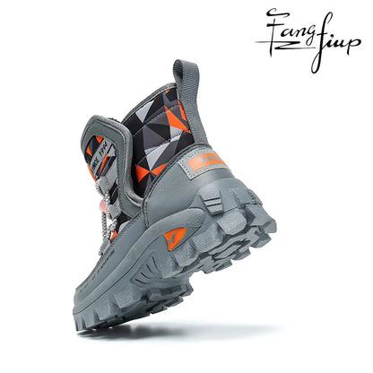 JMFCHI Kids Snow Boots Boys Hiking boots for Kids Waterproof Winter Snow Boots for Girls Warm Fur Lined Slip Resistant Outdoor