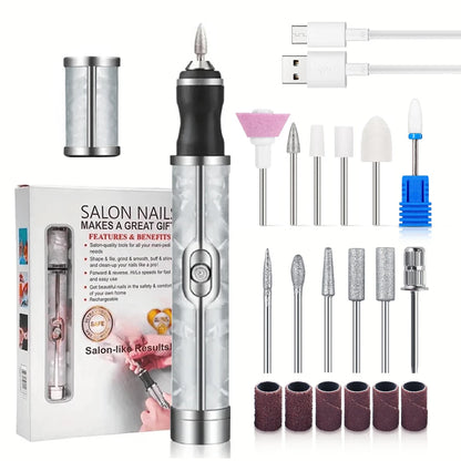 LINMANDA Many sets Electric Nail File Portable Manicure Pedicure Polishing Grinding Peeling Nail Drill for Fingernail Toenail