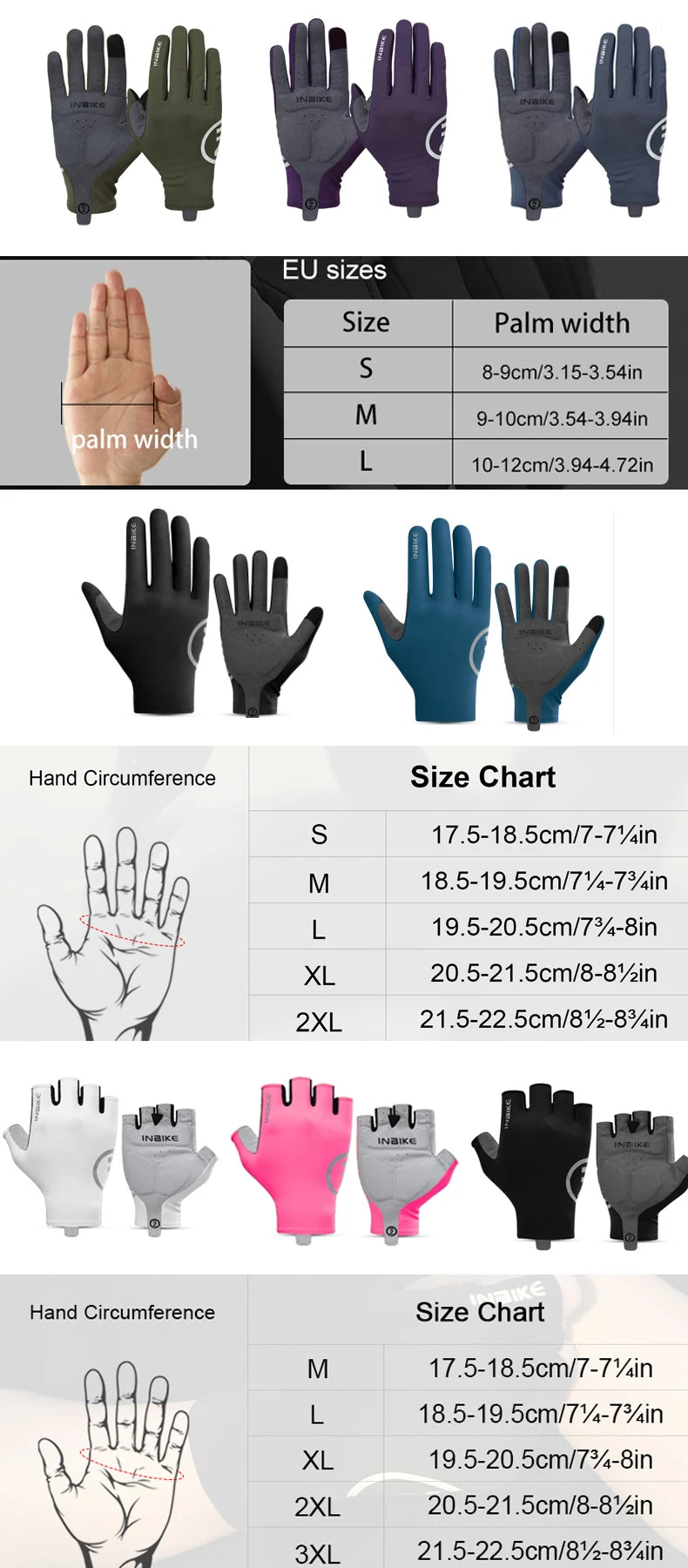 INBIKE 2024 Cycling Gloves Gel Padded for Men Autumn Winter Fleece Road Bike Gloves MTB Full Finger Touchscreen Bike Accessories