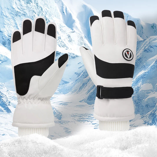 Minimalist Winter Warmth Thickened Fingerless Gloves Unisex Waterproof Fabric Fleece-Lined Ski Gloves Outdoor Sports Gloves