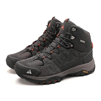 HIKEUP High-Top Men Hiking Boot Winter Outdoor Shoes Lace-Up Non-slip Sports Casual Trekking Boots Man Suede Warm Shoes