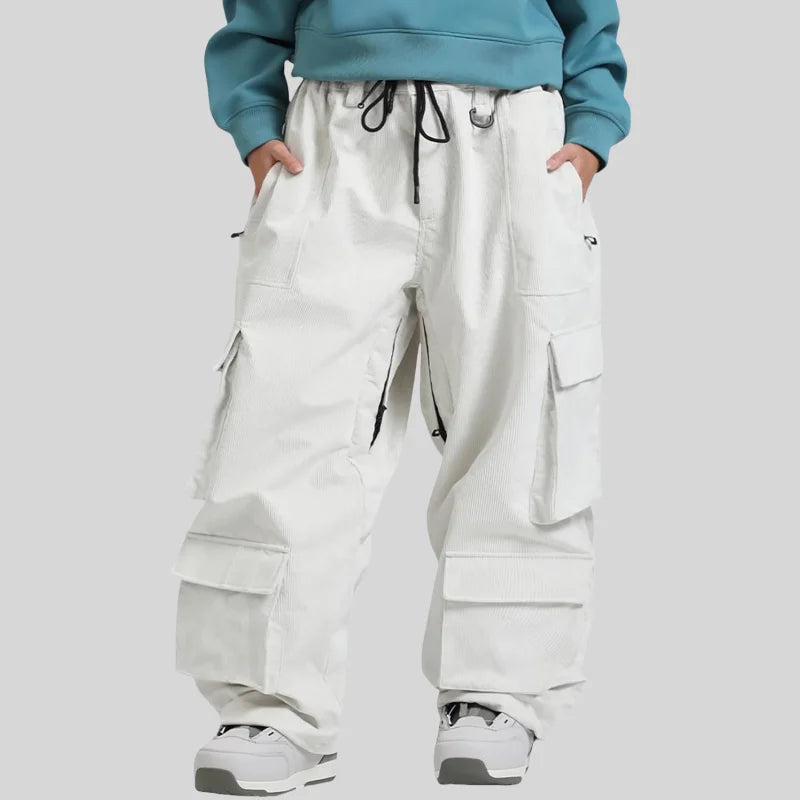 GSOU SNOW Winter Multi Pockets Ski Pants Men Loose Snow Pants Warm Windproof Skiing Trousers Outdoor Sports Breathable Britches