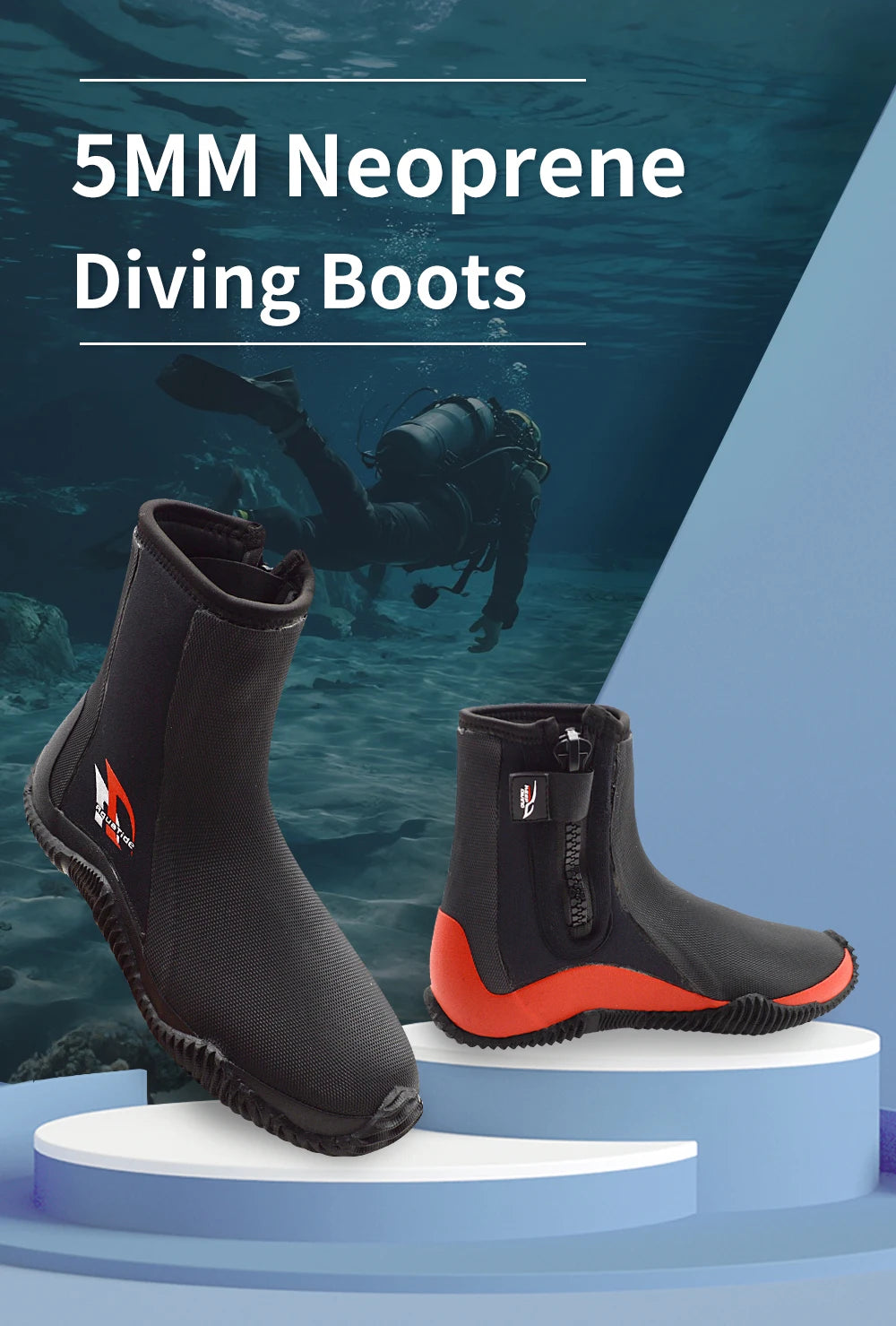 1 Pair 5MM Neoprene Diving Boots High Elastic Scuba Soft Shoes For Beach Snorkeling Surfing Kayaking Vulcanized Rubber Upper