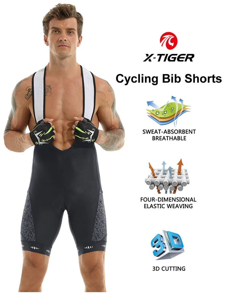 Cycling Bib Shorts 5D Gel Pad Mountain Bike Shorts Bretelle Pockets Outdoor Breathable UPF50+ Bike Tight Bicycle Shorts