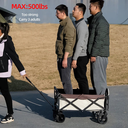 Collapsible Folding Utility Beach Cart Wagon Heavy Duty Large Capacity Fold Wagon Ourdoor Trolley Portable Garden Camping Cart