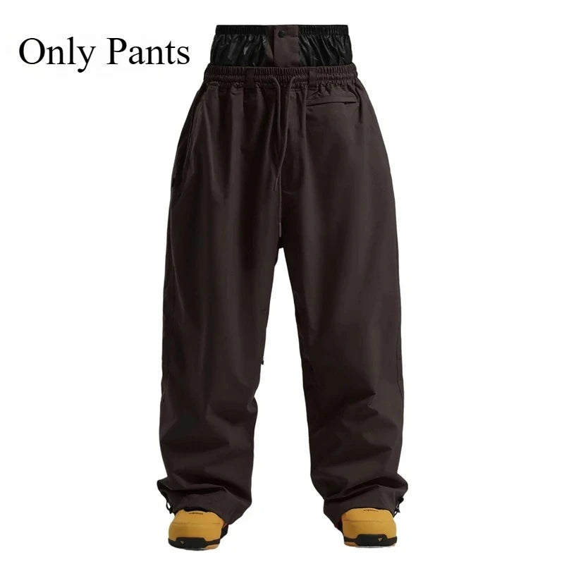 Men Baggy Windproof Solid Women Skiing Pants Waterproof Loose Hooded Ski Strides New Outdoor Sport Adult Breathable Trousers