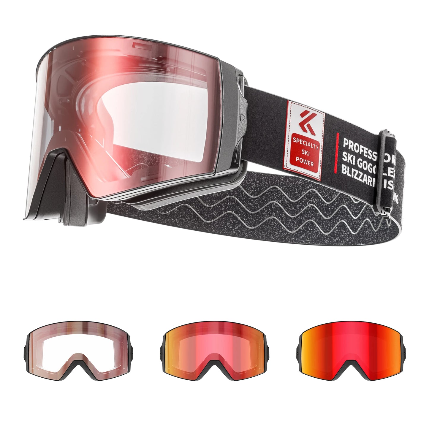 Kapvoe Photochromic Ski Goggles Magnetic Anti-Fog Lenses UV400 Protection Men Women Ski Goggles Winter Sports Eyewear