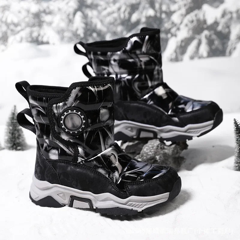 Winter Children's Cotton Shoes Anti-Slip Ice Claw High-Top Waterproof Fleece-Lined Snow Boots for Girls And Boys Hot Sale Of The