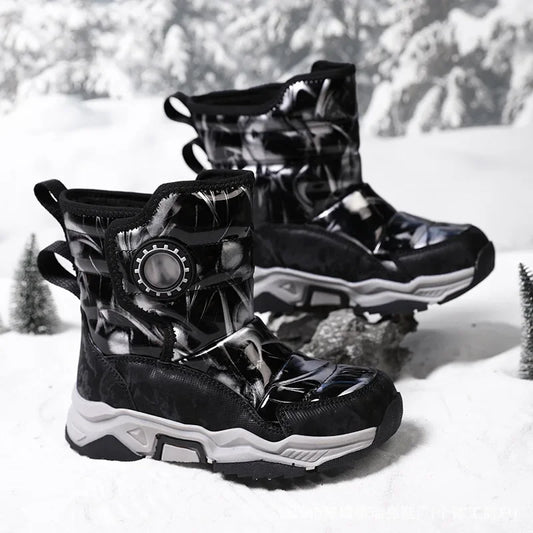 Winter Children's Cotton Shoes Anti-Slip Ice Claw High-Top Waterproof Fleece-Lined Snow Boots for Girls And Boys Hot Sale Of The