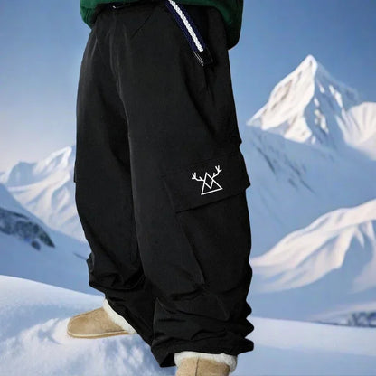 2025 New Male Baggy Ski Pants Winter Loose Skiing Cargo Pants Men Warm Snow Bib Overall Clothes 3L Waterproof Snowboard Trousers