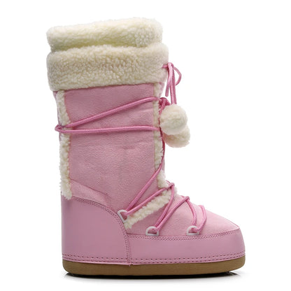 Winter Boots Women Snow Boots Cold-proof Ski BootsWarm Mid-calf Space Boots Slip-resistant Cotton Shoes 35-40