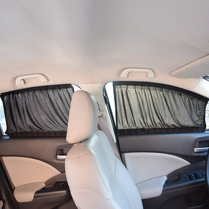 2pcs 50cm Car Sun Shade Side Window Curtain Auto Foldable Uv Protection Accessories Black Pure Cloth Auto Accessories