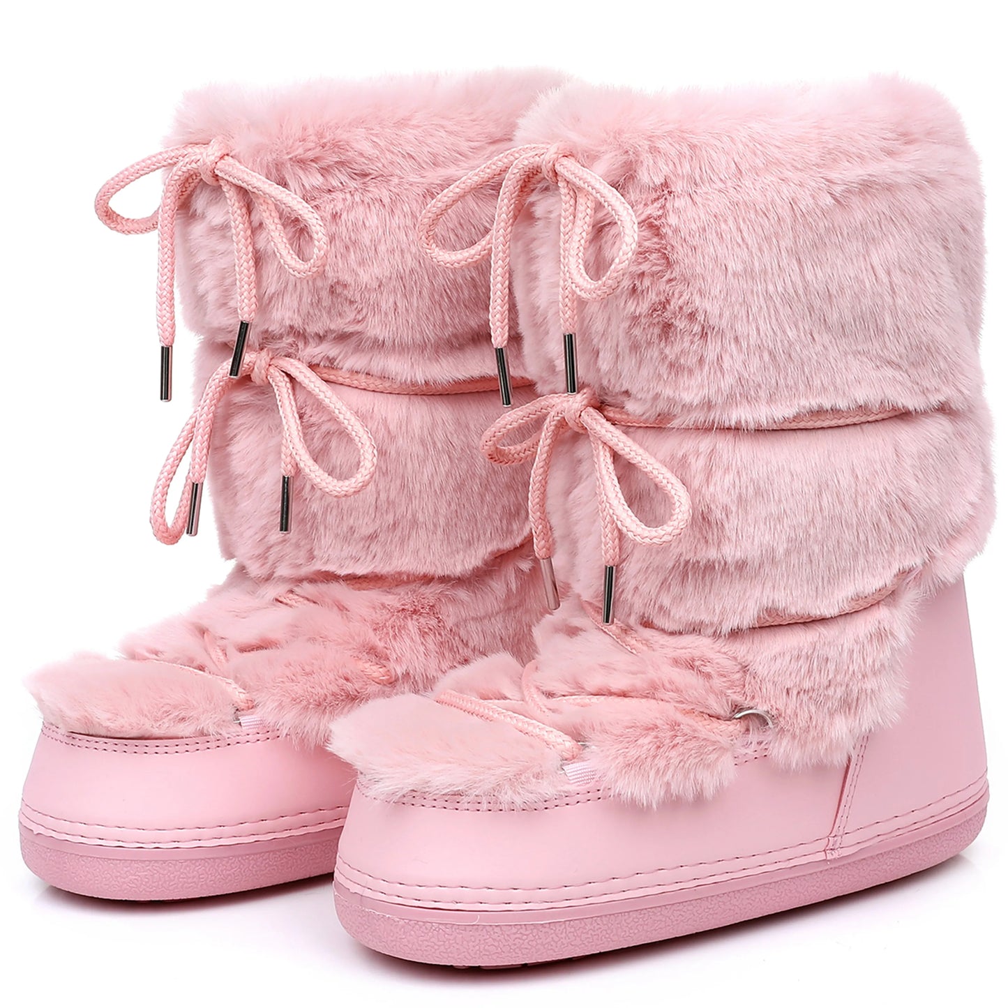 Fluffy Fur Boots 2025 Winter Fashion Sexy Faux Fox Fur Snow Boots Ladies Furry Warm Cotton Boots Female Outdoor Ski Boots
