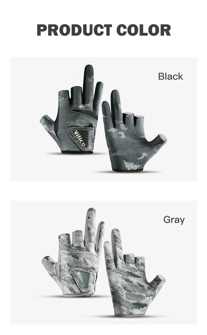 Fishing Gloves for Men Summer Fishing Road Sub Sunscreen and Anti Slip Ice Silk Breathable Thin Three Finger Cut Gloves