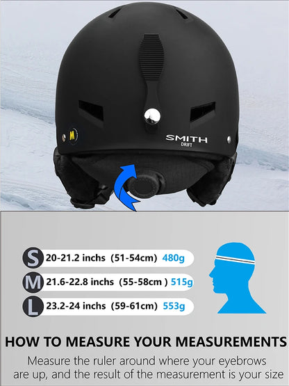 SMITHDRIFT Unisex Ski Helmet Half-covered Skiing Snowboard Winter Sports Helmet Snow Skating Integrally-Molded Helmet  Youth
