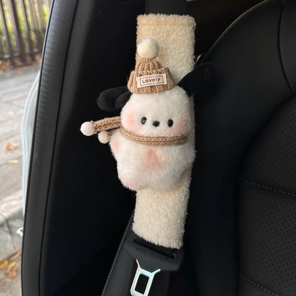 Cartoon Car Seat Belt Cover Anime Puppy Plush Auto Seat Belt Shoulder Protector Pad Car Interior Accessories