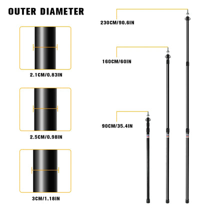 2.3M Adjustable Tent Support Rod Beach Shelter Tarp Awning Pole Aluminum Alloy Tent Pole Accessories For Camping Tent