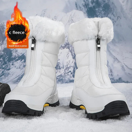 2025 Winter Hiking Shoes Women Boots Handmade High-top Plush Snow Shoes Outdoor Non-slip Hiking Plush Keep Warm Boots