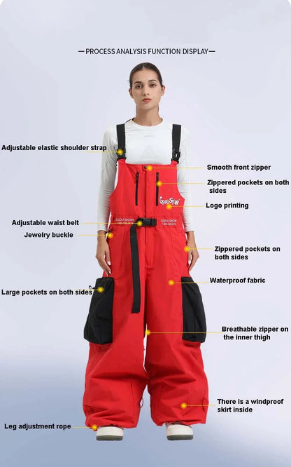 2025 New Loose Skiing Pants Outdoor Windproof Waterproof Woman Ski Overalls Men Winter Snowboard Sports Clothes Couple Snow Pant