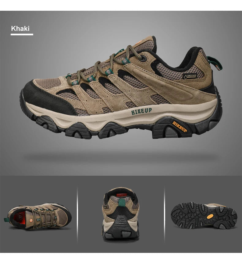 HIKEUP Hiking Shoes Men Designer Climbing Trekking Sneakers for Men Leather Outdoor Sports Work Man Shoes Run Shoes