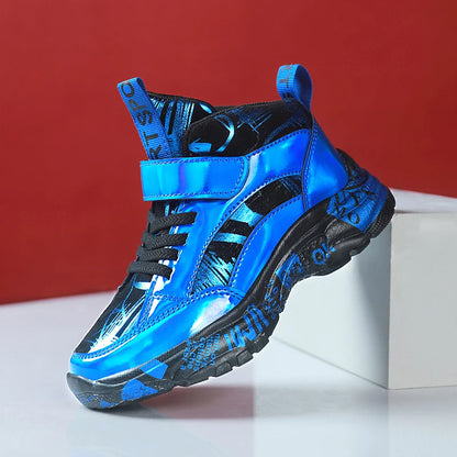 Brand Kids Running Shoes Boys Non-slip Waterproof Casual Shoes Glossy Leather Sneakers Fashion Teenager Trekking Sport Shoes