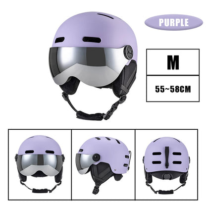 Skiing Helmet Snowboard Helmet With Detachable Glasses Winter Outdoor Sports Ski Helmet Safety Skateboard Skiing Snowboard Snow