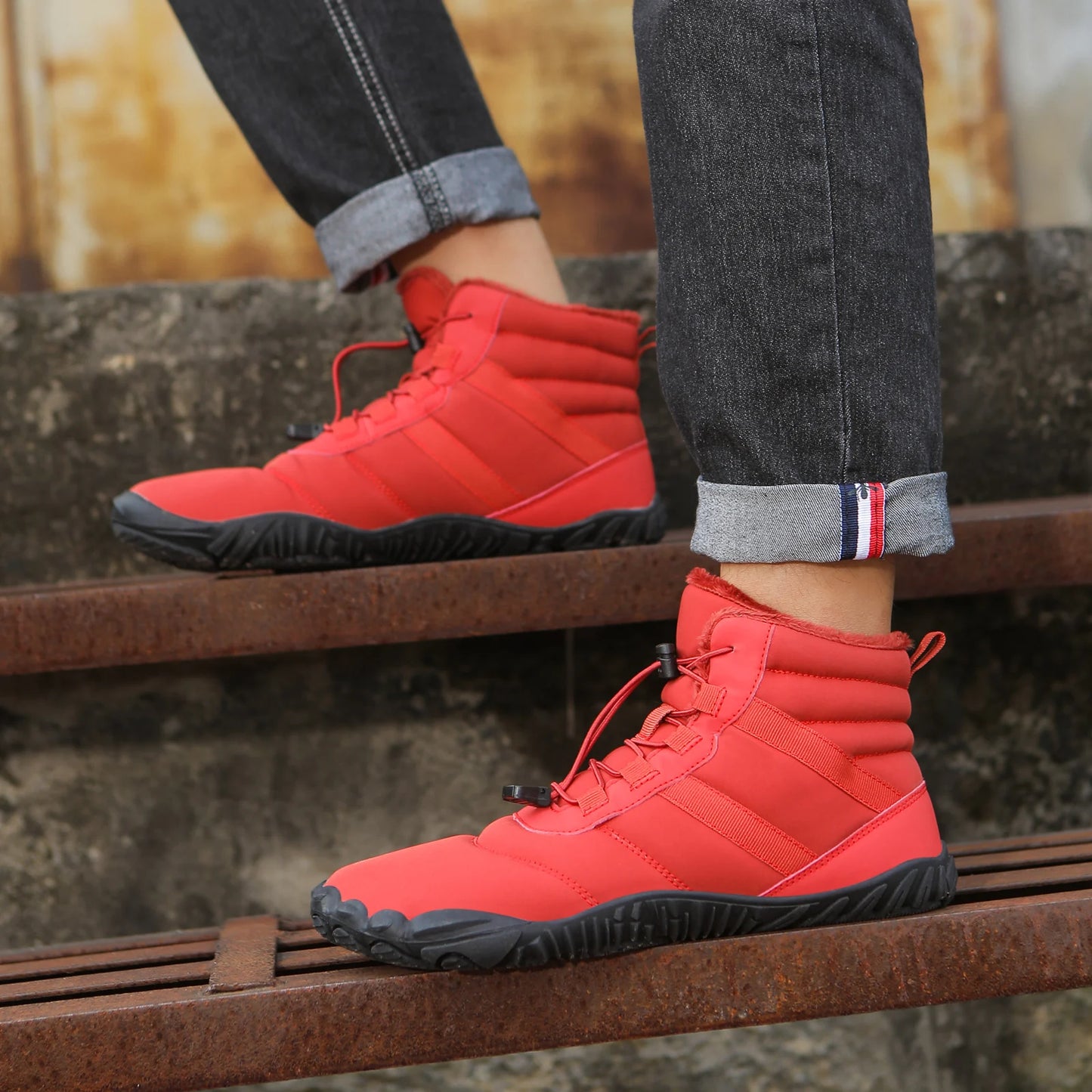 Men Winter Outdoor Velvet Warm Snow Boots Hiking Shoes Waterproof Ski Shoes High-Top Large Size Cotton Boots Thick Cotton Shoes