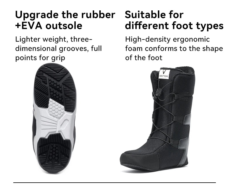 VECTOR Professional Women Man Ski Shoes Warm Waterproof Snowboard Boots Non-slip Leather Breathable Snow Boots Equipment