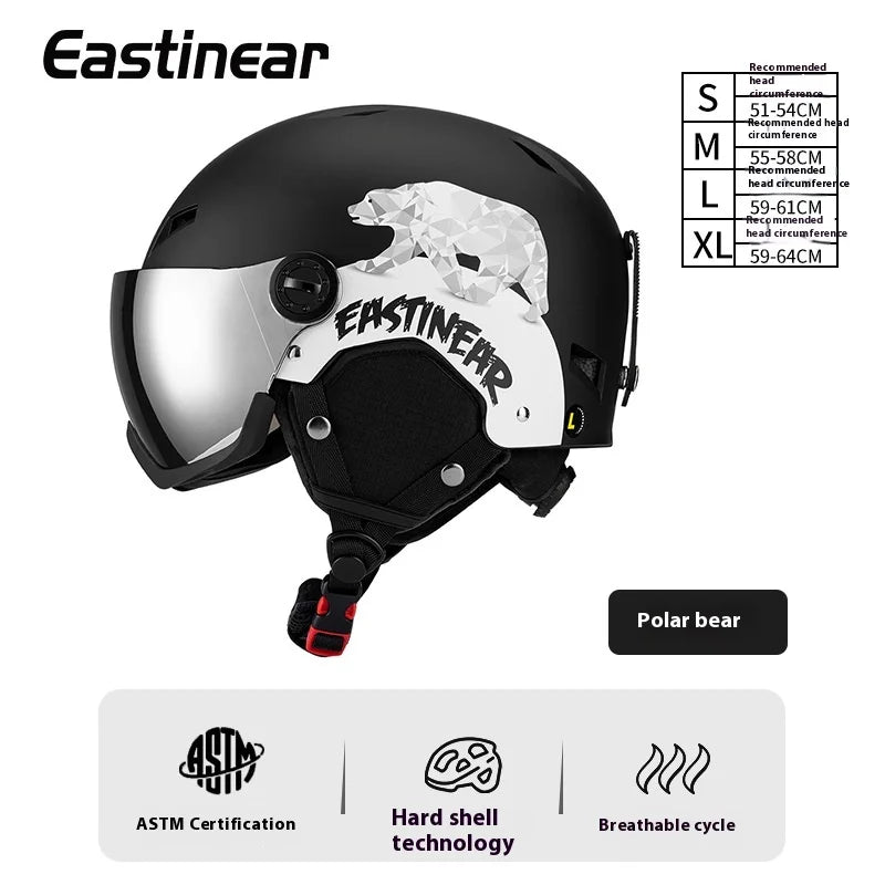 New Adult Protective Ski Helmet, Outdoor Sports Anti Fall Snow Helmet With Snow Goggles Single And Double Board Warm Ski Helmet