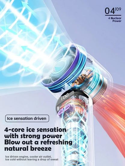 Mini Portable Hand Fan, 100 Wind Speeds, 6000mAh USB Battery Rechargeable, LED Digital Display, Travel,Camping,Outdoor