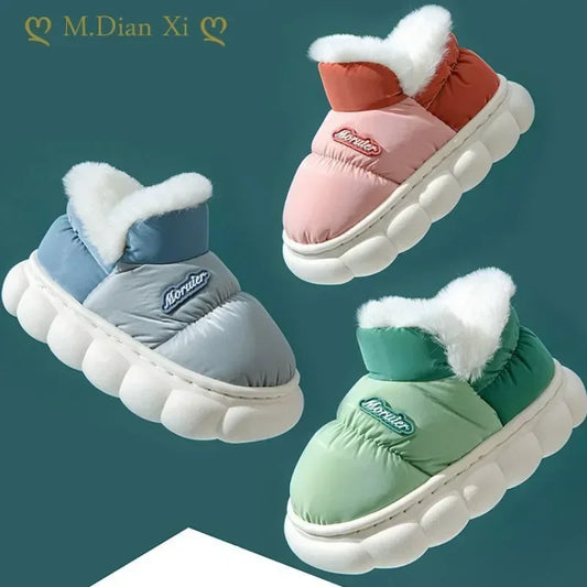 Children's Cotton Shoes Winter Plush Thickened Cotton Slippers Waterproof Ski Boots Baby Boys and Girls Leather Boots Kids Shoes