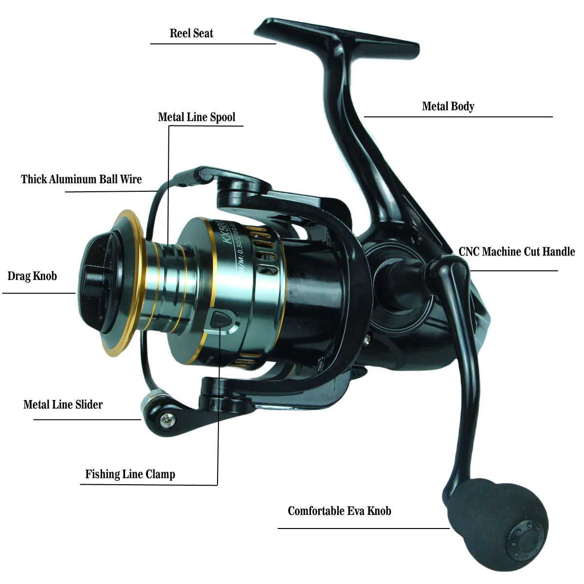 Professional Spinning Reel Ultra Light 1000~7000 5.2:1 Gear Ratio CNC Metal Spool Spinning Fishing Reel For Freshwater Saltwater