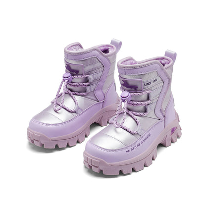JMFCHI Kids Snow Boots Boys Hiking boots for Kids Waterproof Winter Snow Boots for Girls Warm Fur Lined Slip Resistant Outdoor