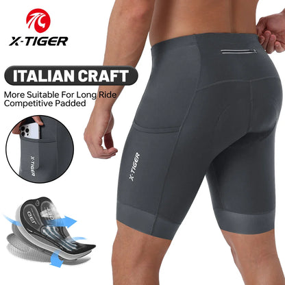 X-TIGER Men Cycling Shorts with Back Pocket 5D Gel Padded Bike Shorts for Men Mountain Road Biking Riding Half Pants Tights