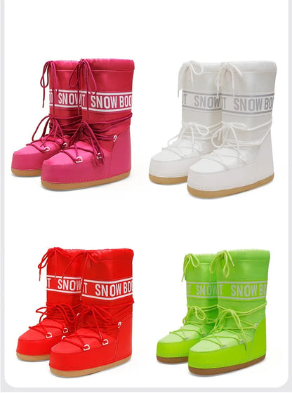 Winter Boots Women Snow Boots Mid-calf Cold-proof Antiskid Thicken Plush Waterproof Thick Platform Space Ski Boots Size 35-43