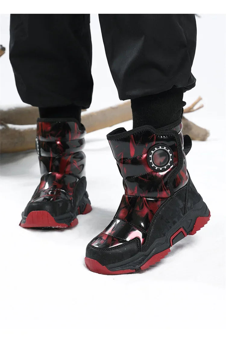 Winter Children's Cotton Shoes Anti-Slip Ice Claw High-Top Waterproof Fleece-Lined Snow Boots for Girls And Boys Hot Sale Of The