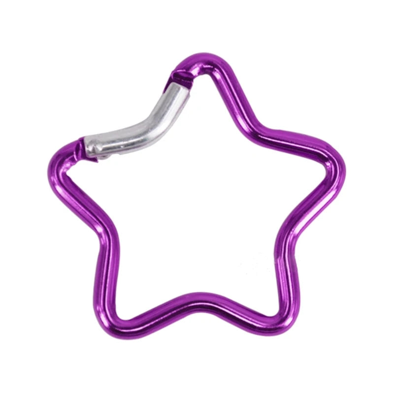 Aluminum Alloy Outdoor Star Shaped Spring Locking Carabiner Clip Keychains for Backpack Camping Hiking Traveling