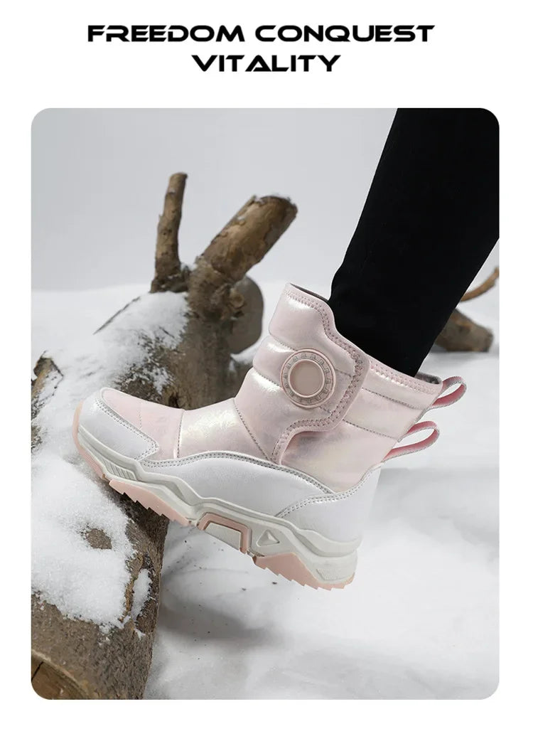 Winter Children's Cotton Shoes Anti-Slip Ice Claw High-Top Waterproof Fleece-Lined Snow Boots for Girls And Boys Hot Sale Of The