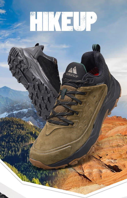 HIKEUP Latest Men's Hiking Shoes Wear-resistant Non-slip Outdoor Sneaker Rock Climbing Trekking Hunting Men Sports Suede Leather