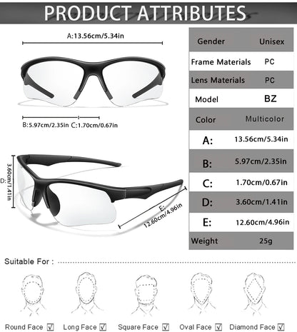 LOISRUBY Style Photochromic Sunglasses Men Women Outdoor Mtb Bicycle Cycling Runnging Eyewear Sports Bike Windproof Goggles