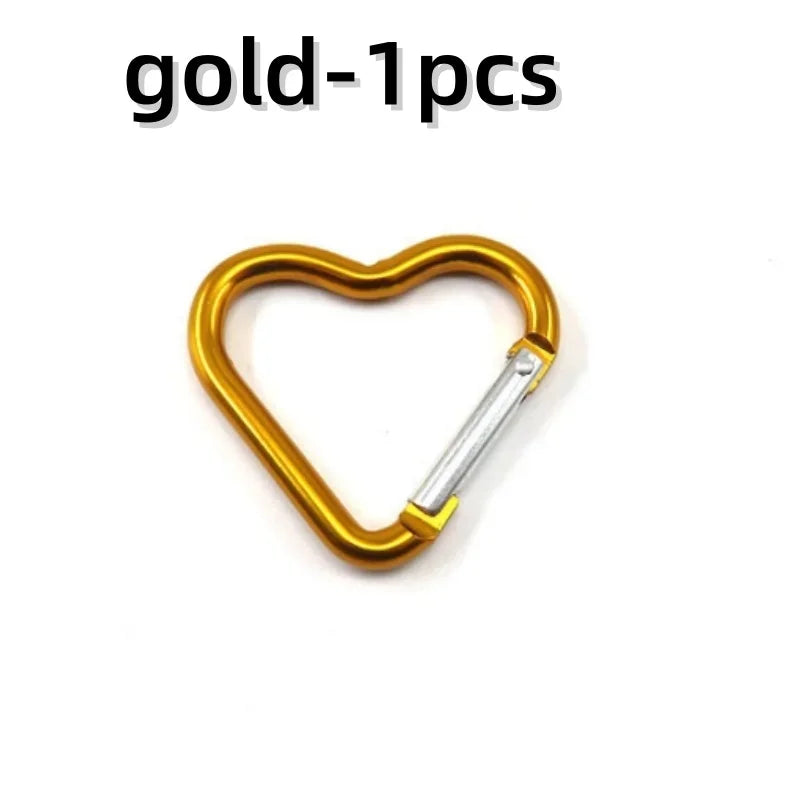 Outdoor Carabiner Heart Shape Keychain Clip Aluminum Alloy Rings Climbing Clips Spring Snap Hook Carabiner Durable