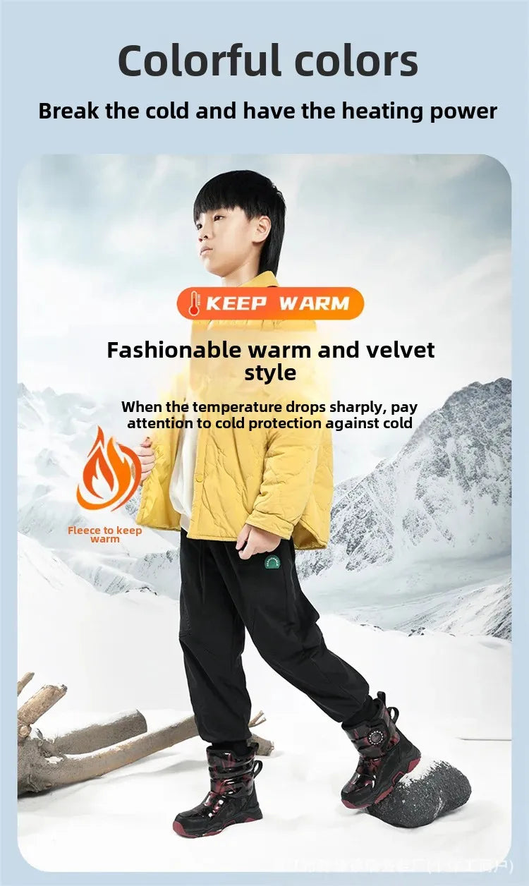 Winter Children's Cotton Shoes Anti-Slip Ice Claw High-Top Waterproof Fleece-Lined Snow Boots for Girls And Boys Hot Sale Of The