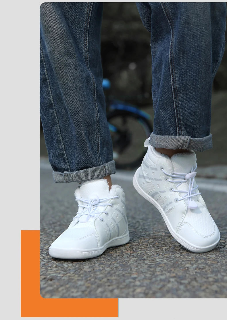 Boys Girls Snow Boots Waterproof Winter Shoes Kids Barefoot Shoes Winter Wide Toe Sneakers Warm Snow Boots Lightweight Non-slip