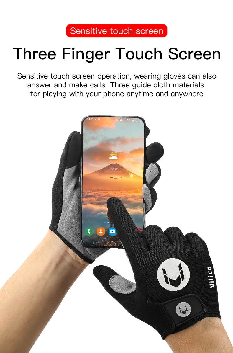 Autumn Winter MTB Cycling Long Finger Gloves Non-Slip Wear Shock Proof Breathable Touch Screen Bicycle Motorbike Gloves Men