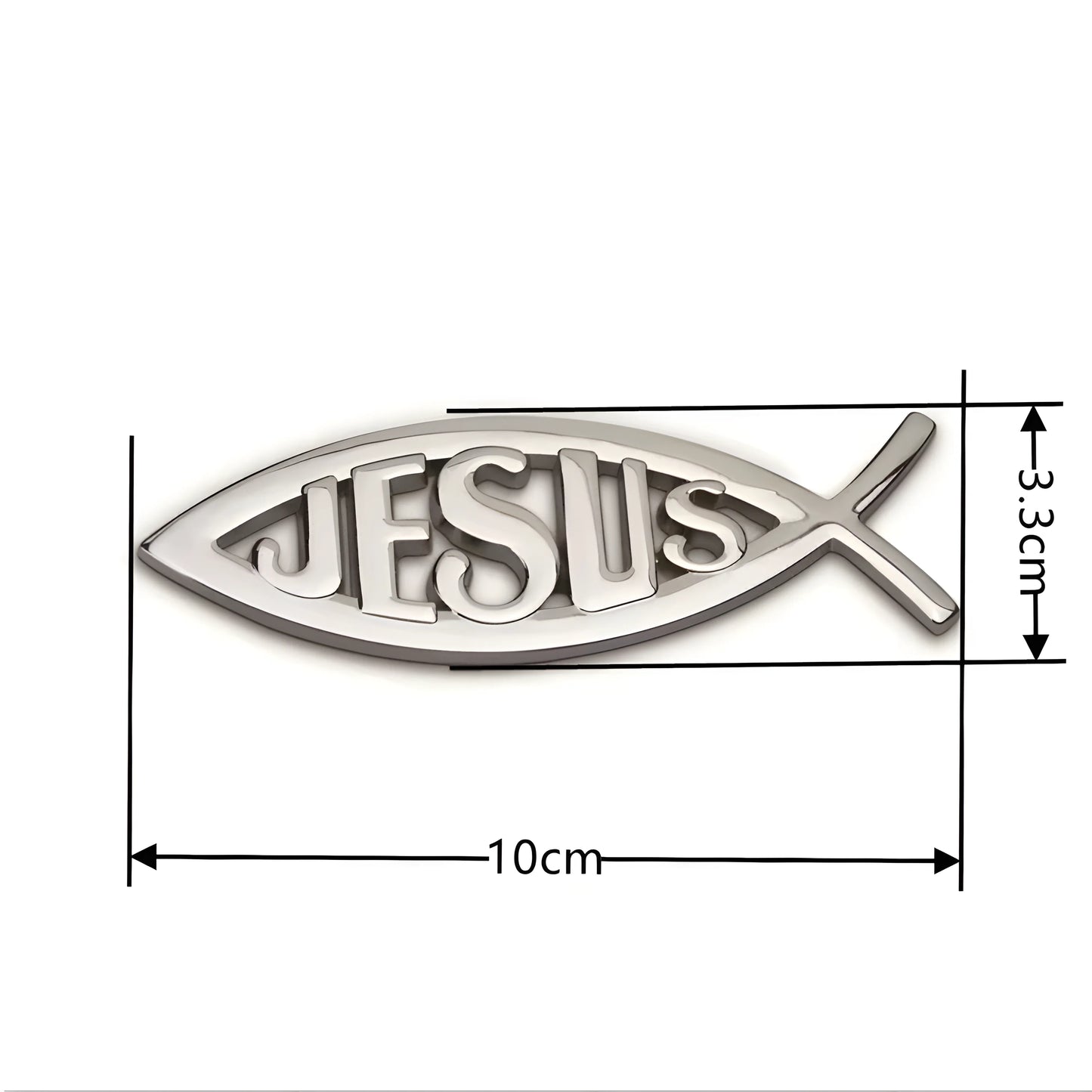 Metal Jesus Fish Stickers Applicable to Car Trunk, Fender and Rear Bumper, 3D Metal Stickers, Christian Badge