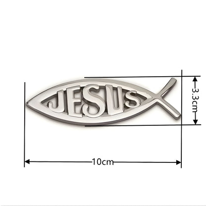 Metal Jesus Fish Stickers Applicable to Car Trunk, Fender and Rear Bumper, 3D Metal Stickers, Christian Badge