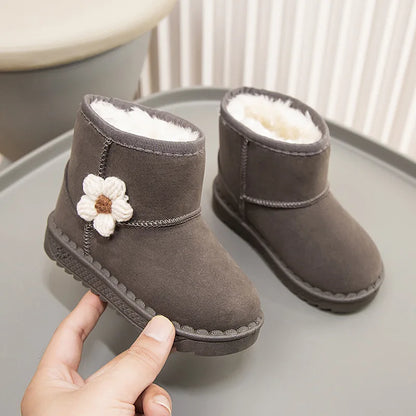 Kids Snow Boots Winter Fashion Non-slip Children's Boots Skiing Solid Color Warm Pattern Soft Thick Bottom Children's Shoes