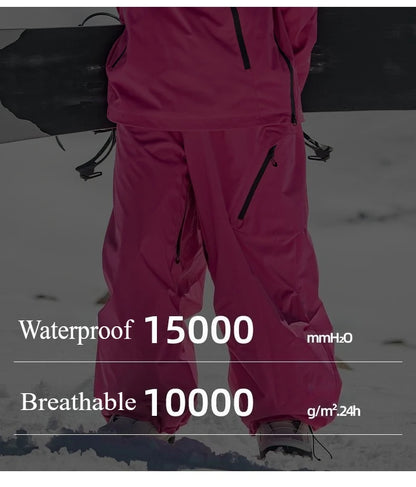 Women Waterproof Ski Pant Windproof Men Warm Snowboarding Trousers Outdoor Winter Sports Breathable Solid Baggy Skiing Strides